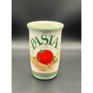 VTG Treasure Craft Stoneware Made in USA Kitchen Pasta Jar Utensils Holder